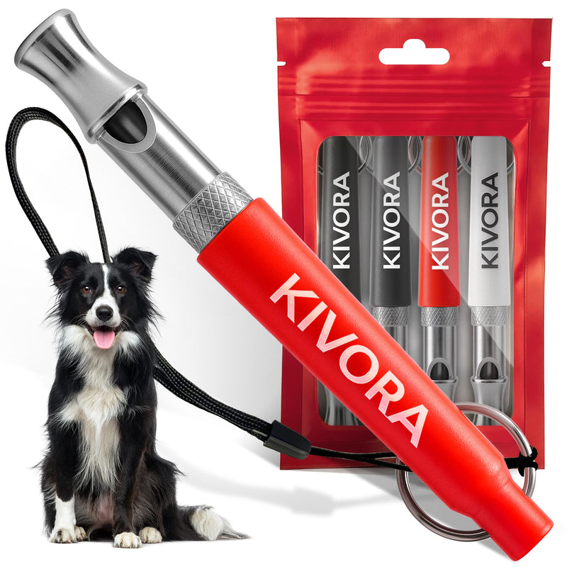 KIVORA 4 Pack Dog Whistle to Stop Barking Neighbors Dog,304 Stainless Steel Adjustable Ultrasonic Silent Dog Training Whistle for Recall & Bark Control,Professional Whistle Suitable for All Dogs red - PawsPlanet Australia