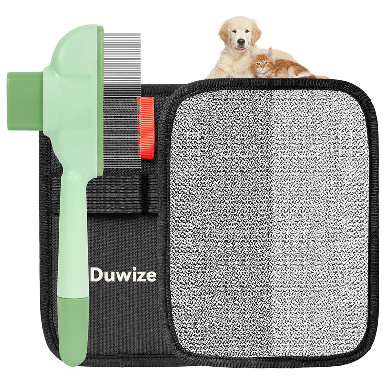 Flea Comb for Cats & Dogs – Removes Loose Hair, Tangles, Fleas & Dander, with Free Electrostatic Pet Hair Removal Glove for Clothes, Furniture, Carpets & Bedding - PawsPlanet Australia