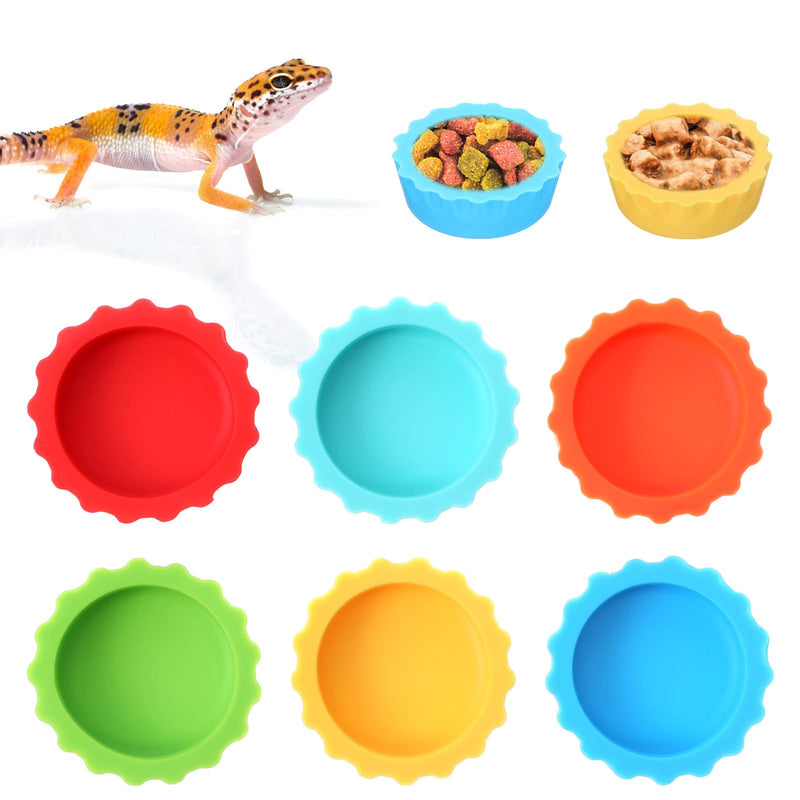 LXUEJEI 12Pcs Crested Gecko Food and Water Bowl, Reusable Silicone Feeding Dishes, Gecko Tank Accessories for Hermit Crab Tarantula Isopods Lizard Silicone Reptile Food Dish (6 Colors) - PawsPlanet Australia