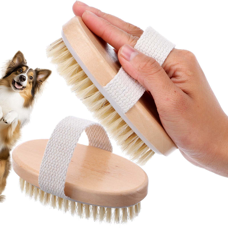 Soft Boar Bristle Pet Brush, Ergonomic Dog Brush Reduces Shedding, Ideal for Daily Gentle Grooming Natural Palm Brushes for Short Haired Dogs & Cats with Non-Slip Band - PawsPlanet Australia