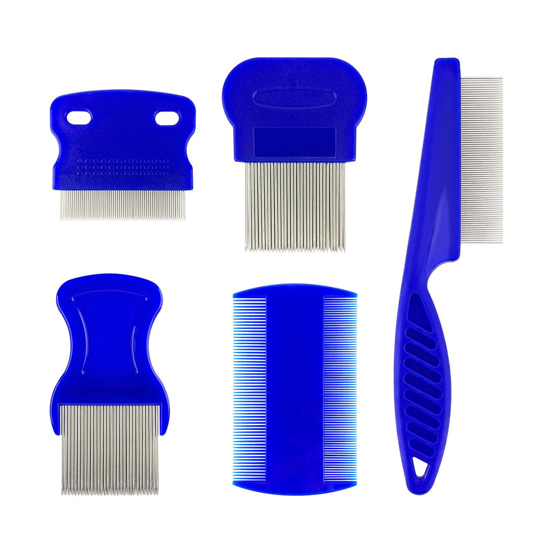 5 Pack Pets Grooming Comb Set, Pet Combs With Fine Tooth, Detangling Brushes, Float Hair Removers for Dog and Cat Clean up and Groom - PawsPlanet Australia