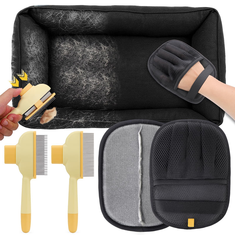 BABORUI Pet Hair Removal Glove - 2 Pack Five Finger Electrostatic Gloves Pet Hair with 2Pcs Flea Comb, Dog and Cat Hair Removal Tool for Furniture Car Couch Carpet Clothes - PawsPlanet Australia