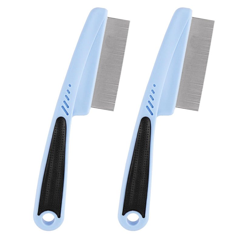 2 Pack Pet Comb, Stainless Steel Fine Tooth for Loose Hair, Knots, Pet Brush with Rubber Handle for Pet Grooming - PawsPlanet Australia