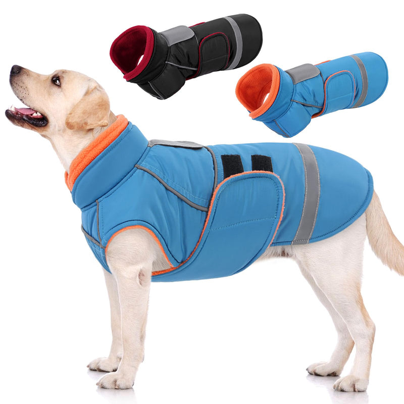 SUNFURA Dog Coat, XXXL Dog Winter Jacket, Warm Snow Jacket for Extra Large Dogs, Reflective Puffer Coats Waterproof Snowsuit for Great Dane, Turquoise XXX-Large