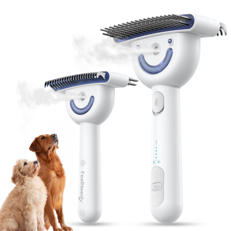 Dog Brush for Shedding with Steam, Dog Brush for Long Haired Dogs and Cats, Dual-Sided Dematting and Deshedding, Safe Non-Deforming Steel Pins, for Medium-Thick Coats Prone to Tangles & Shedding - PawsPlanet Australia
