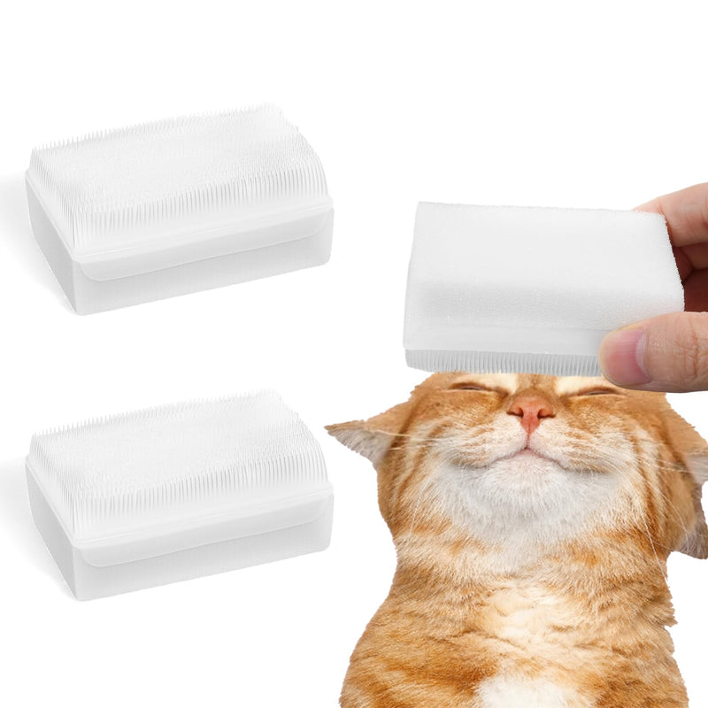 Soft Cat Brush for Grooming, 2Pcs Gentle Cat Tongue Brushes 2 in 1 Brush Sponge with 1300 Barbed Serrations White Brushes for Sensitive Cats Lightweight for Daily Grooming Enhancing Bonding - PawsPlanet Australia