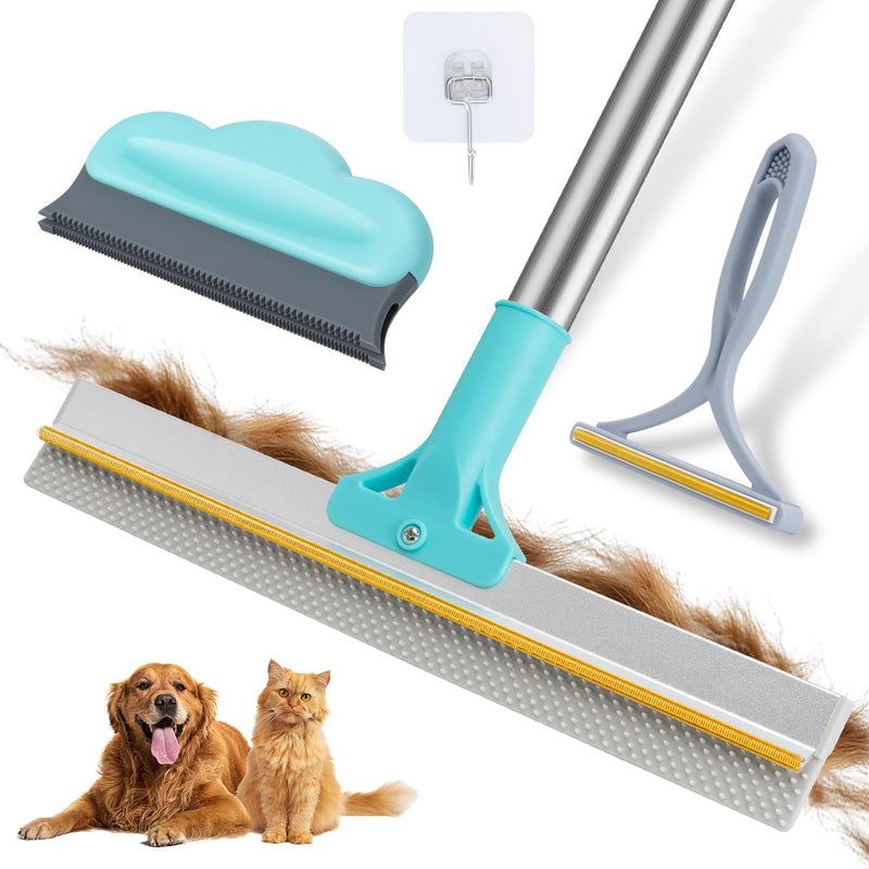 Carpet Rake for Pet Hair Removal Tool, Reusable Pet Hair Remover Broom, Dog&Cat Hair Remover Scraper Rake with 54” Adjustable Long Handle, 3 Pcs Carpet Brush Rake for Rugs, Mats, Couch, Furniture 54in-3 pcs-Rake - PawsPlanet Australia
