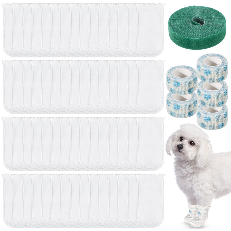100 Pcs Disposable Dog Paw Protector Adjustable Pet Boots Dog Feet Covers for Paw Protection with Self Adhesive Bandage for Small Medium Large Dogs Indoor Outdoor Walking Foot Muffs - PawsPlanet Australia