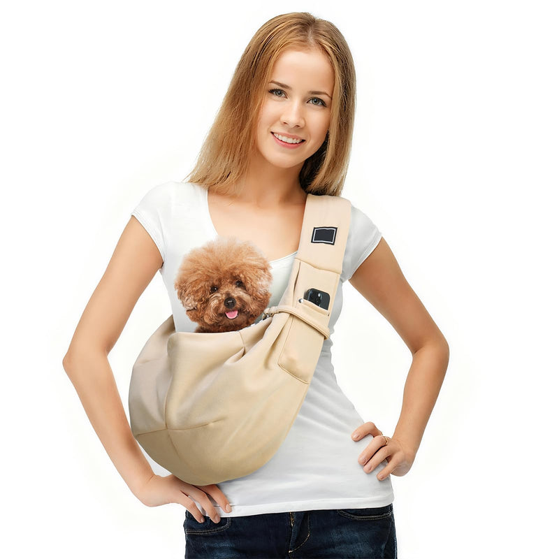 Sling Carrier for Small Pets, Hands Free Cat Sling, Reducing Back Neck Pain Anti-Anxiety Dog Front, Adjustable Soft Dog Carrying (Ivory) Grey - PawsPlanet Australia