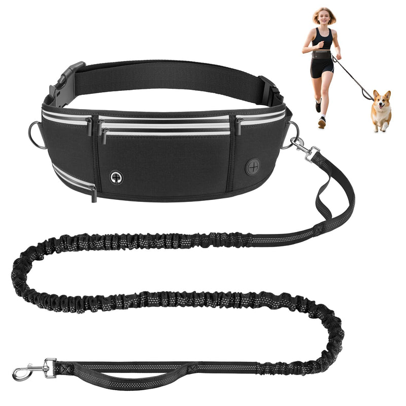 Hands Free Dog Leash with Waist Belt & Zipper Pouch, Heavy Duty Waist Leash for Running, Walking, Jogging and Hiking, Professional Tangle Free Reflective Control Lead for Large Medium Dogs - PawsPlanet Australia