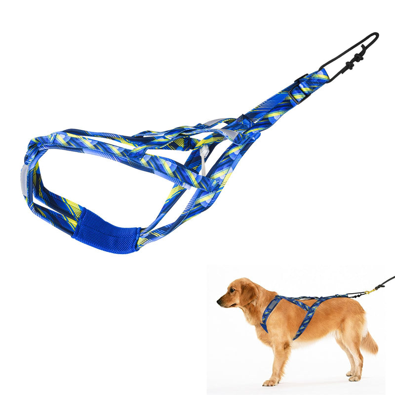 Dog Pulling Harness, Sled Dog Harness for Running, Pull Dogs Leash is Suitable for Cross-Country Running, Dogs Sports, Bicycle Traction, Ski Traction, Sled, Sled Dog 25.5kg (Blue, XXL) Blue - PawsPlanet Australia