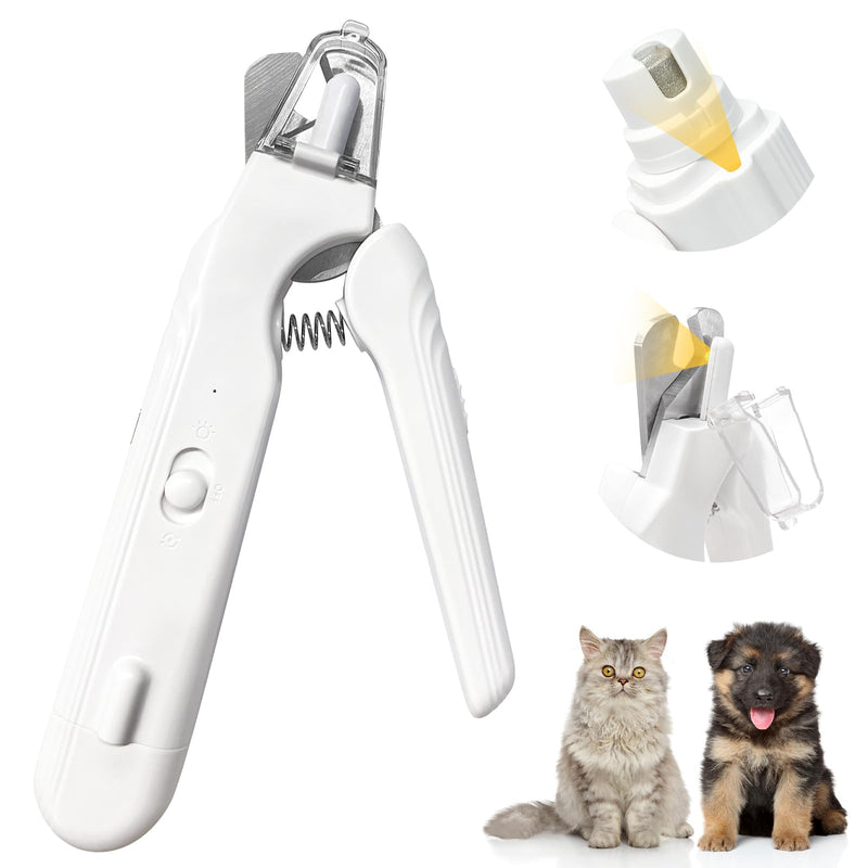 2-in-1 Dog Nail Trimmers & Dog Nail Grinder, Dog Nail Clippers with 2 LED Lights & Safety Guard, USB Rechargeable, Multiple Grinding Methods for Small, Medium, and Large Dogs & Cats (White) White