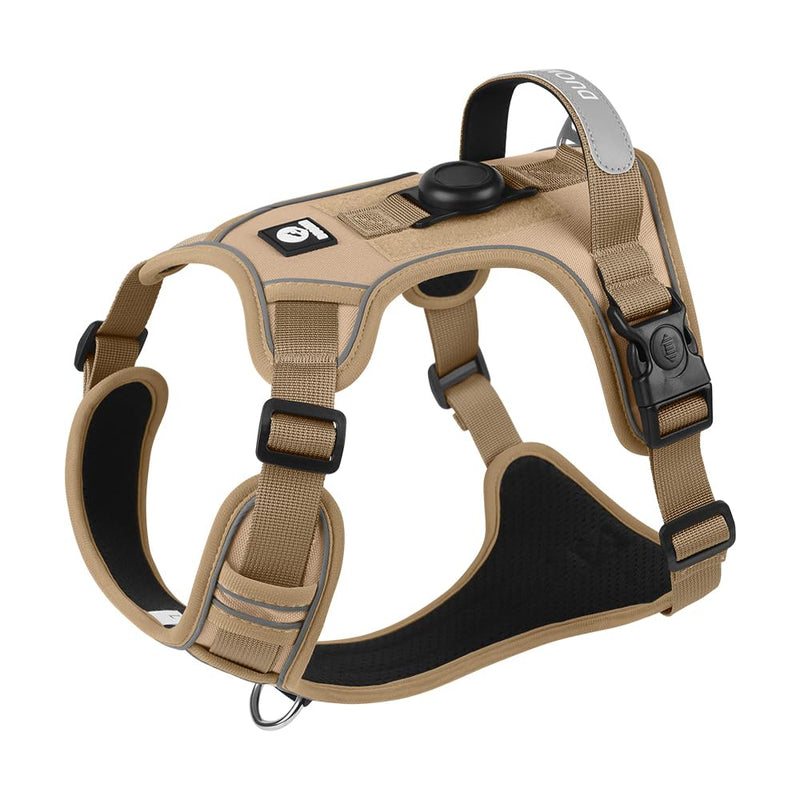 No Pull Dog Harness with Built-in Hidden AirTag Holder, Reflective Adjustable Vest for Medium & Large Dogs (Khaki, Medium) Khaki - PawsPlanet Australia