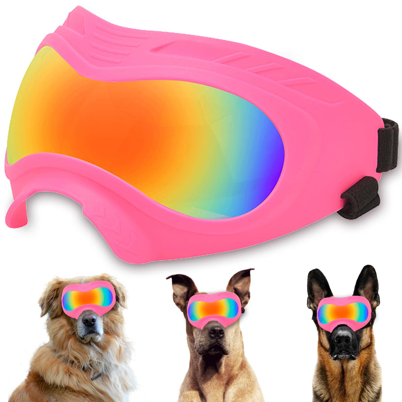 Dog Sunglasses,Doggles Anti-UV Protection, Pet Sunglasses with Adjustable Strap, Suitable for Motorcycle Car Driving Bike Riding Hiking Swimming Wind Dust Fog Dog Eye Protection Pink frame, Red lenses - PawsPlanet Australia
