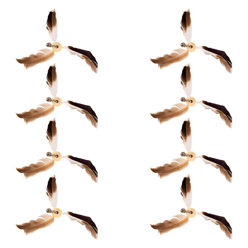 8pcs Spinning Feather Propeller Refills for Cat Wand Toy, Cat Toy Wand Attachment Replacement with Lobster Clasp, Spining Propeller Toys, Propeller Toy with Bell (Brown) - PawsPlanet Australia