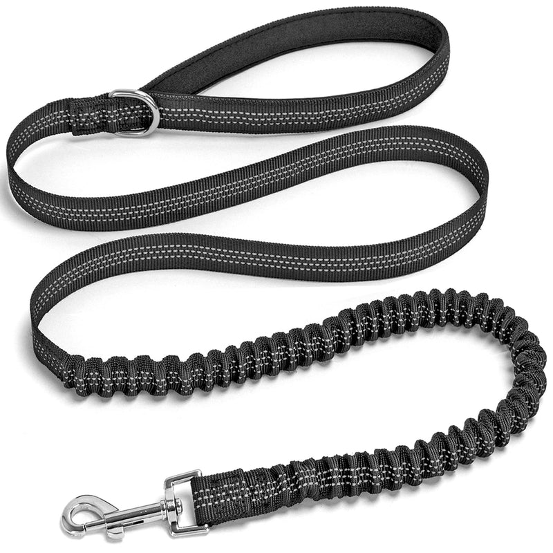 Bungee Dog Leash- 5FT Shock Absorbing & Reflective Nylon Leash| Anti-Pull Training for Small/Medium Dogs | 2cm Wide, 6 Colors (Black) Black - PawsPlanet Australia