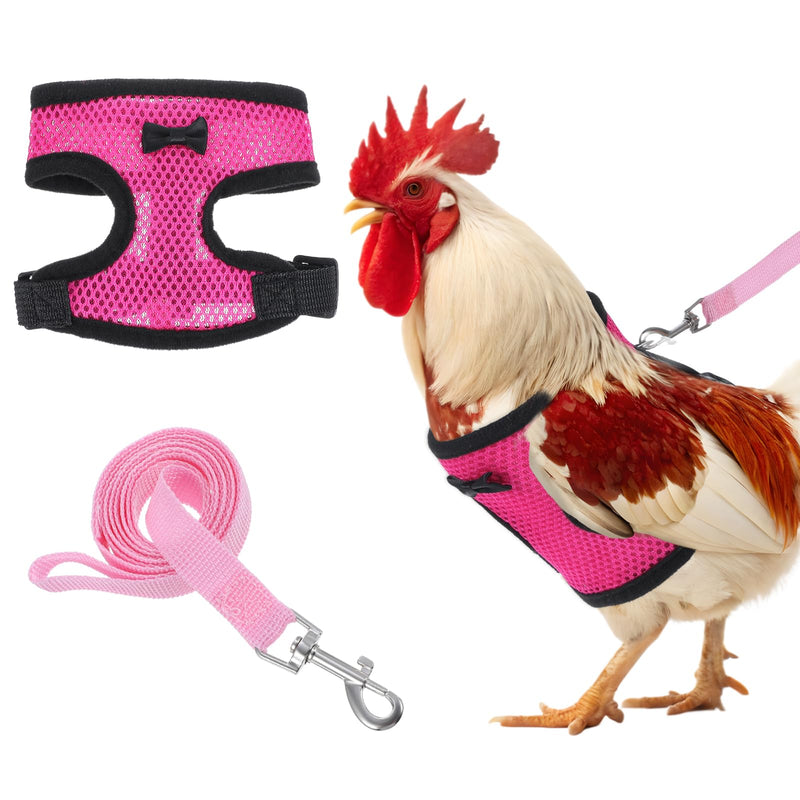 Chicken Harness with Leash Set, Upgraded Double Adjustable Mesh Breathable Chicken Training Harness, Pets Leash for 2.5-3.6 Lb Hens Duck Goose Small Pets Training Walking Supplies (Pink) - PawsPlanet Australia