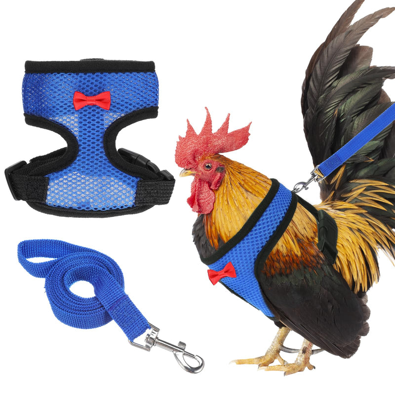 Chicken Harness with Leash Set, Upgraded Double Adjustable Mesh Breathable Chicken Training Harness, Pets Leash for 2.5-3.6 Lb Hens Duck Goose Small Pets Training Walking Supplies (Blue) - PawsPlanet Australia