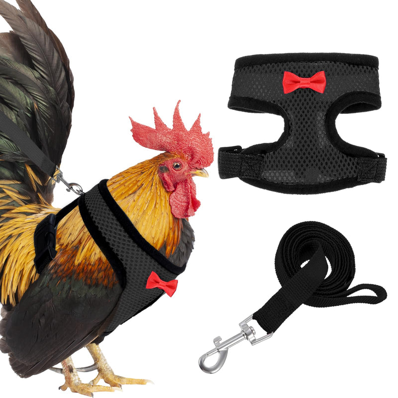 Chicken Harness with Leash Set, Upgraded Double Adjustable Mesh Breathable Chicken Training Harness, Pets Leash for 2.5-3.6 Lb Hens Duck Goose Small Pets Training Walking Supplies (Black) - PawsPlanet Australia