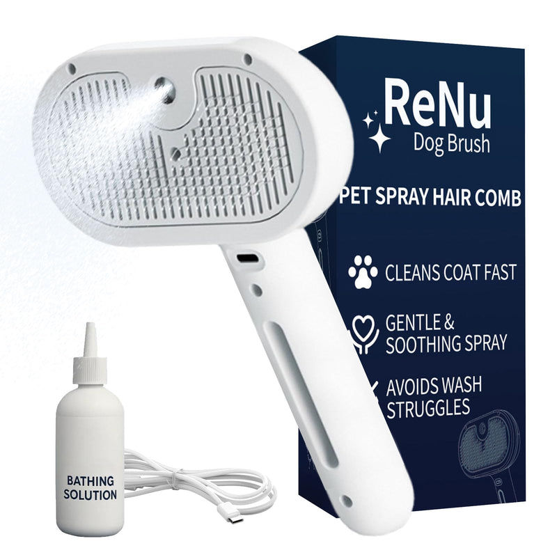 3 In 1 Self Cleaning Steamy Pet Brush, Pets Spray Hair Removal Comb - Anti-Static, Dog Grooming Tool with Steam & Self-Cleaning, Skin-Friendly Design + Bathing Solution - PawsPlanet Australia