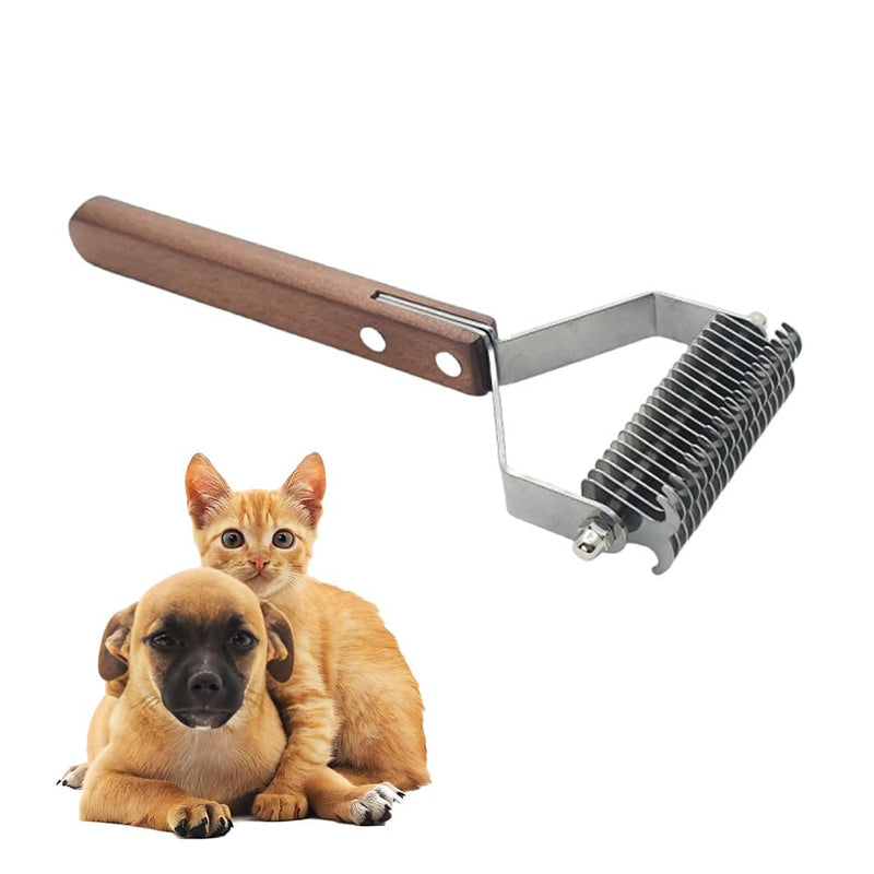 Large 2-Sided Undercoat Rake for Dogs and Cats?Professional Pet Grooming Shedding Tool Combs for Animals?Stainless Steel with Wooden Handle for Thick Coats (20-Blades) 20-Blades - PawsPlanet Australia