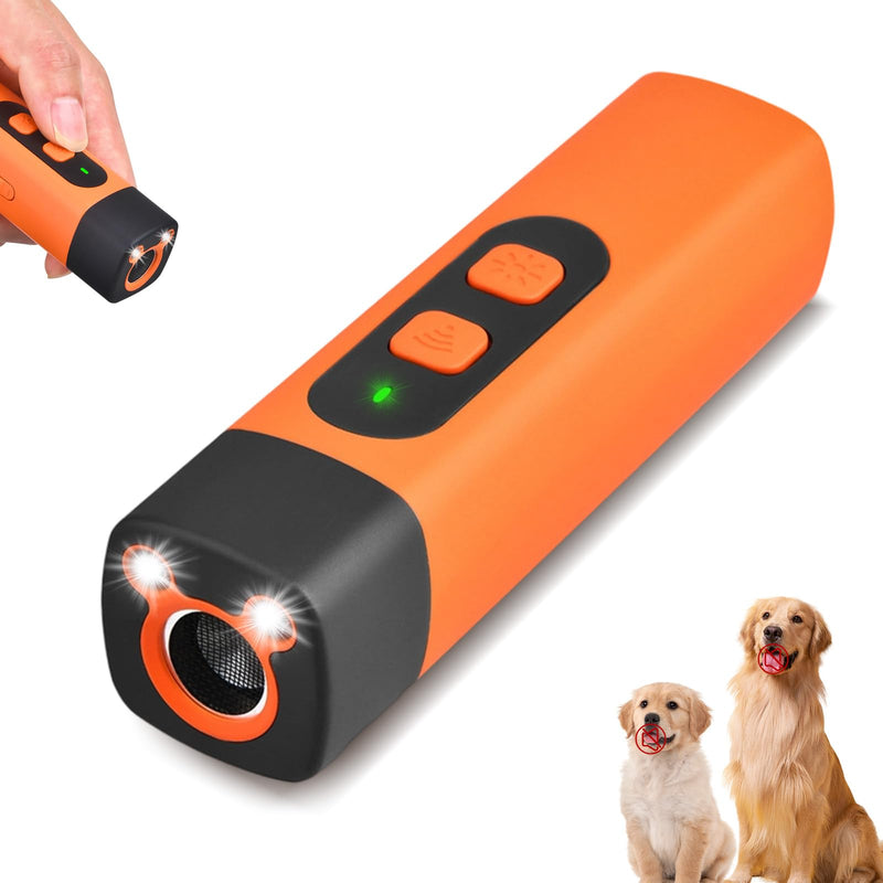 Dog Bark Deterrent Device, Anti Barking Device for Dogs, 25FT Ultrasound Dog Bark Deterrent 3 Modes with LED Flashlight, for Training to Improve Bad Behavior (Orange) - PawsPlanet Australia