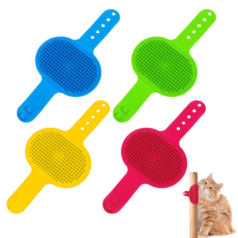 4Pcs Cat Self Groomer for Indoor Cats, Softer Cat Head Scratcher & Face Scratchers, Adjustable Cats Grooming Brush for Climbing Frames & Table Legs, Short/Long Hair Meow Interactive Massager Toy - PawsPlanet Australia