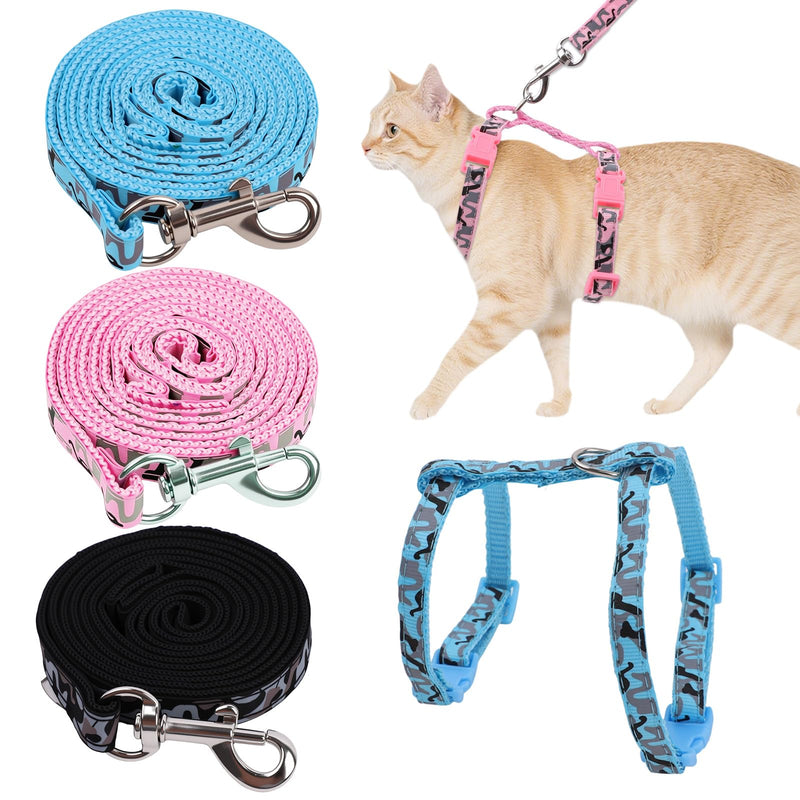 3PCS Cat Leash and Harness Set, Lightweight Cat Harness, Adjustable Escape Proof Kitten Walking Collar - PawsPlanet Australia