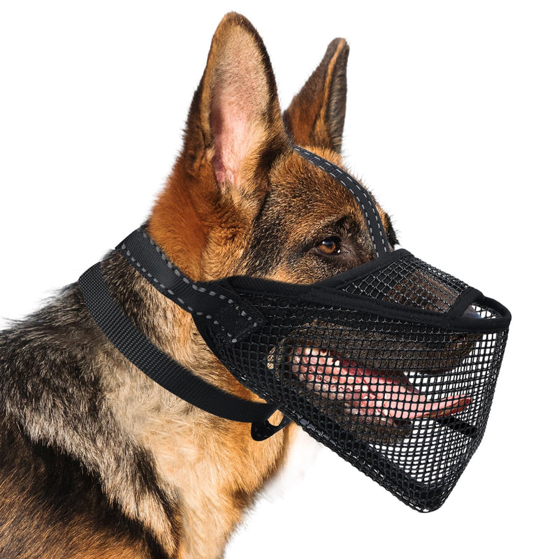 Mesh Dog Muzzle, Breathable Soft Dog Muzzle with 3 Reflective Straps for Secure Fit, Prevents Biting, Chewing Scavenging – Adjustable for Small Medium Large Dogs, XXL
