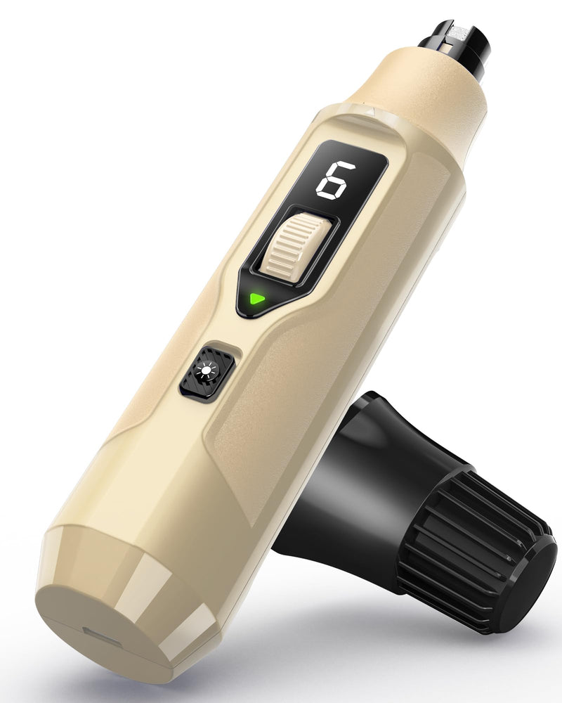 YABIFE 7-Speed Pet Nail Grinder with Light – Heavy Duty, Whisper Quiet Nail Trimmer for Dogs, Cats, Birds & Small Animals – Single-Handed Operation Beige - PawsPlanet Australia