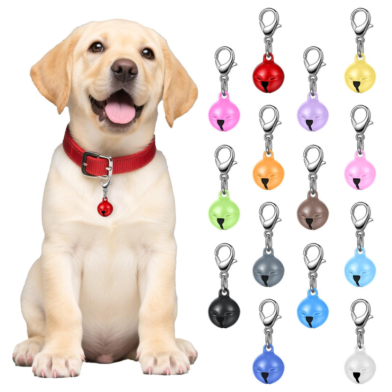 Larrel 14 Pcs Pet Bell, Small Dog Collar Bell with Key Rings Clasps Cat Collar Charms Pet Pendant Accessories for Small Animal Dog Goat Puppy Kitty Pets Training to go Outside 1/2-Inch (Colourful) - PawsPlanet Australia