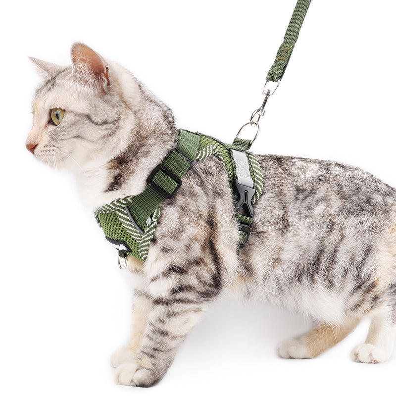 Cat Harness and Leash Escape Proof Extra Large Kitten Harness Maine Coon Cat Vest for Walking Travel, Dark Green, XXL XX-Large - PawsPlanet Australia