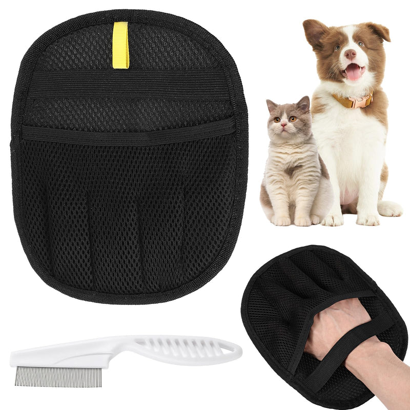 Pet Hair Removal Tool Glove, Cat Hair Remover Reusable Anti Static Hairs Remover Animal Fur Removal Glove for Couch Furniture Carpet Car Seat Curtain (2 Gloves and 1 Comb) - PawsPlanet Australia