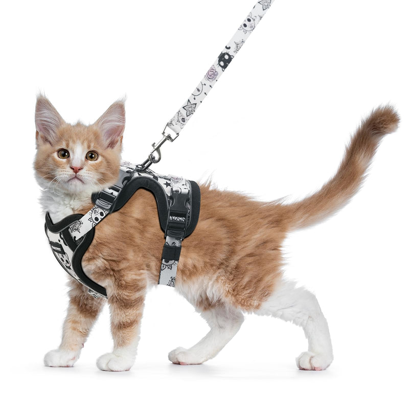 Halypet Cat Harness and Leash Set for Walking, Escape Proof Adjustable Vest Harness with 3-in-1 Integrated Buckles, Easy Control Soft Breathable Mesh with Reflective Strips for Cats, S, Moonlight Meow H604 Pro Moonlight Meow Small (7-12lb) - PawsPlanet Australia