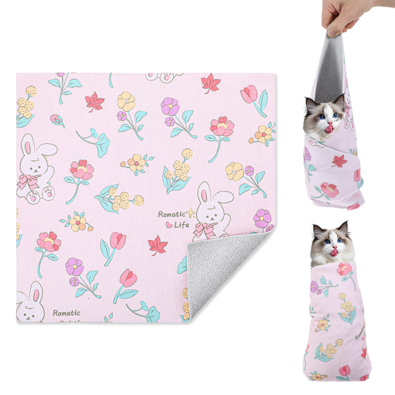 13.78 Cat Grooming Wrap Self-Adhesive Cat Wrap for Cutting Nails Cat Burrito Wrap to Anti-Runaway Scratch Bitten Cat Swaddle Wrap Blankets for Indoor Cats Rabbit Style - PawsPlanet Australia
