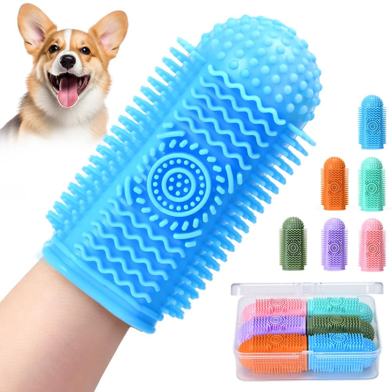 6Pcs Silicone Dog Toothbrush,360° Dog Tooth Brushing Kit,Finger Toothbrush,Cat Tooth Brush,Teeth Cleaning,Dogs Cats Teeth Cleaning Dental Care - PawsPlanet Australia