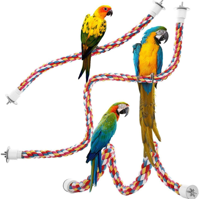 Bird Rope Perches, Parrot Toys, Bungee Rope Perches for Parrots, Cockatiels, Parakeets, Budgie Cages Comfy Birds (Metal Nut) - 21.65 inches 55cm - PawsPlanet Australia