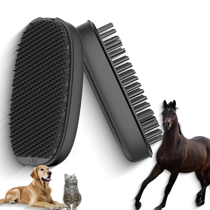 2-in-1 Horse Grooming Brush – Double-Sided Deshedding & Curry Comb Tool for Horses, Dogs & Cats, Soft & Hard Bristles, Pet Grooming & Bathing Supplies - PawsPlanet Australia