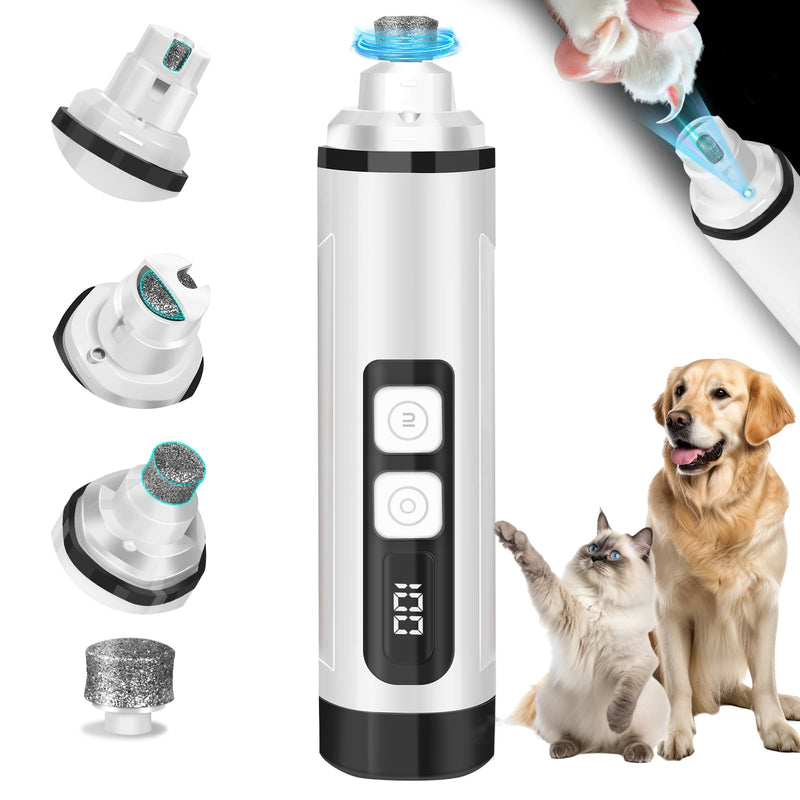 Dog Nail Trimmers Ultra Quiet Electric Pet Dog Nail Clippers Cat Nail Clipper with Led Lights Nail Grinder High Speed Nail File Electric Clippers for Grooming Small, Medium,Large Dogs and Cats (white) white - PawsPlanet Australia