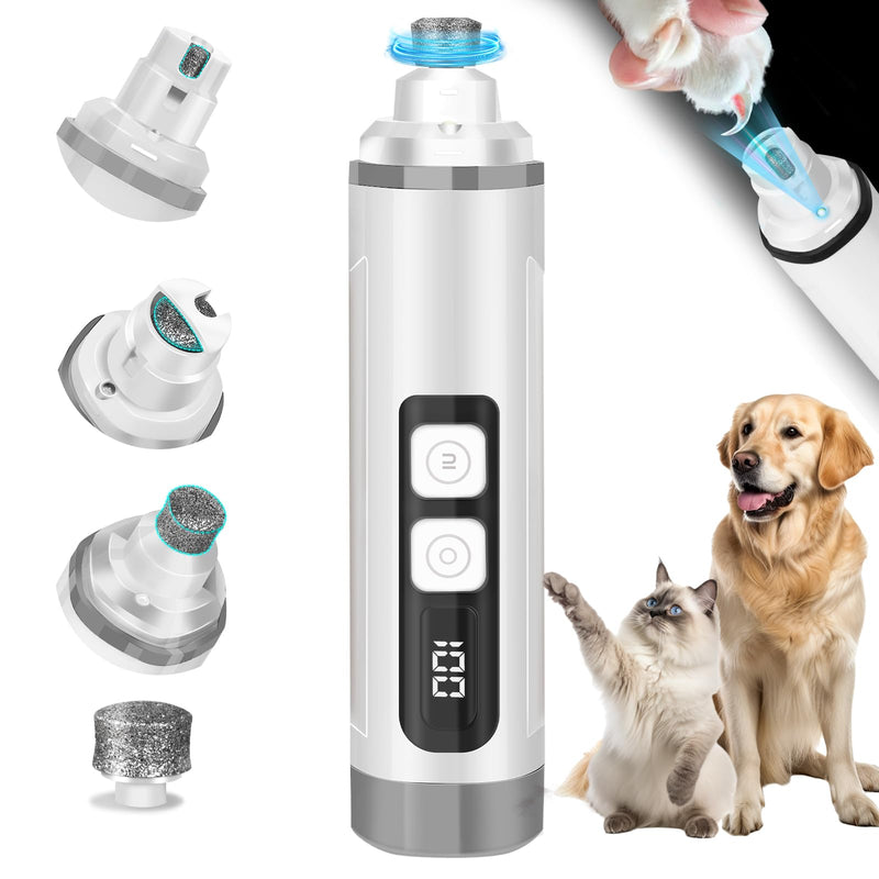 Dog Nail Trimmers Ultra Quiet Electric Pet Dog Nail Clippers Cat Nail Clipper with Led Lights Nail Grinder High Speed Nail File Electric Clippers for Grooming Small, Medium,Large Dogs and Cats (grey) - PawsPlanet Australia
