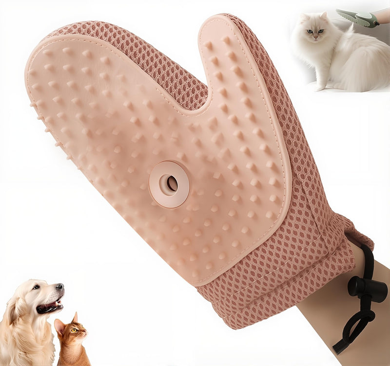 Pet Hair Removal Glove,2025 New All-in-One Grooming Mist Pet Hair Remover Gloves, Pet Hair Remover Glove for Cats & Dogs,Double-Sided Reusable Gloves for Couch, Clothing,Carpet (Pink) Pink - PawsPlanet Australia