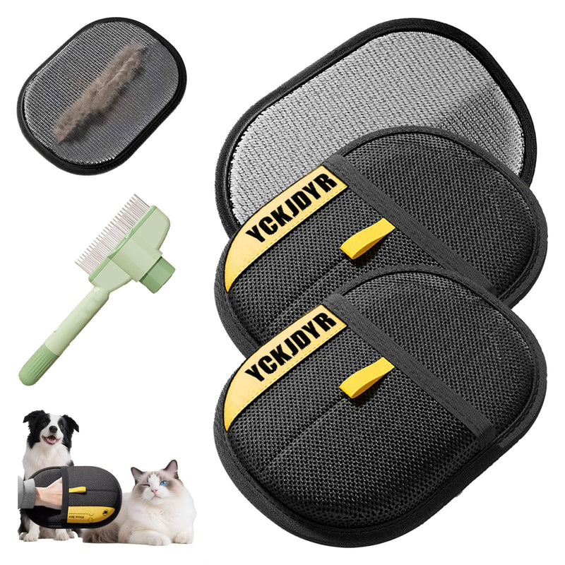 3PC Electrostatic Pet Hair Removal Glove for Cats & Dogs,2025 Upgraded Animal Fur Removal Tool,Reusable Cat & Dog Hair Remover for Couch, Furniture,Laundry,Car Seat,Cat Grooming Gloves - PawsPlanet Australia