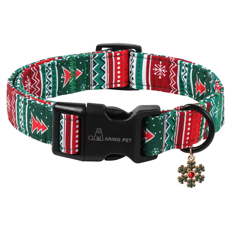 ARING PET Christmas Dog Collar, Cute Red Green Folk Cotton Pet Collars with Quick Release Buckle for Puppy Small Medium Large Boy Girl Dogs-L Christmas-Folk - PawsPlanet Australia