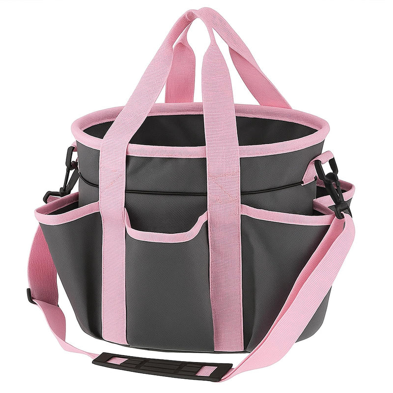 Abbylike Grooming Tote Bag for Horses Organize Tack Tools Equestrian Grooming Kit Care Portable with Multiple Pockets with 7 Pockets for Supplies(Stylish,10.63 x 10.63 x 9.45 Inches,Grey and Pink) Grey and Pink 10.63 x 10.63 x 9.45 Inch Stylish - PawsPlanet Australia