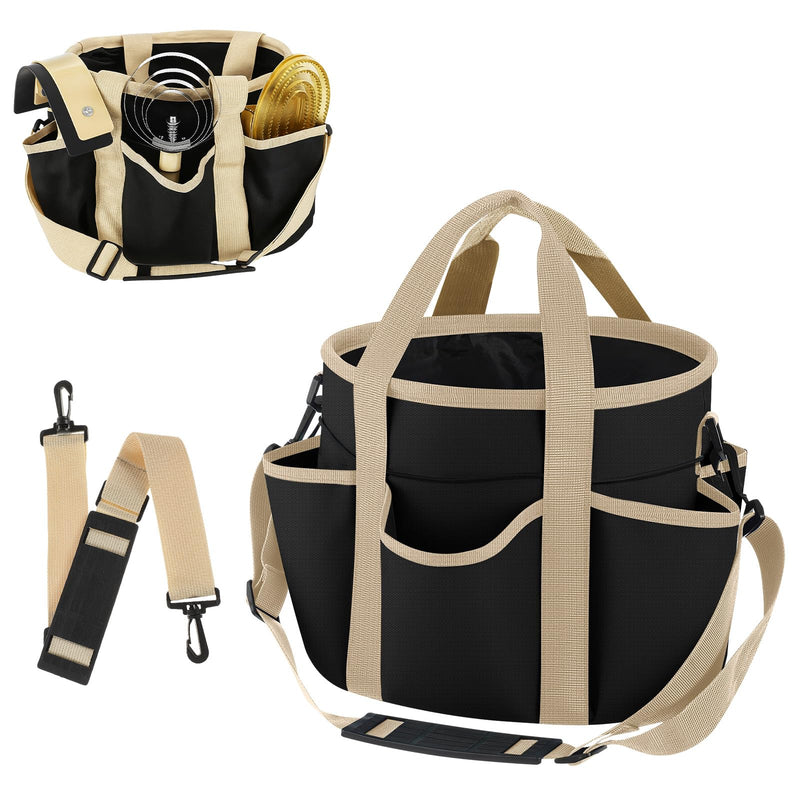 Abbylike Grooming Tote Bag for Horses and Dogs Organize Tack Tools Equestrian Grooming Kit Care Portable with Multiple Pockets for Supplies (Stylish,10.63 x 10.63 x 9.45 Inch,Khaki and Black) Khaki and Black 10.63 x 10.63 x 9.45 Inch Stylish - PawsPlanet Australia