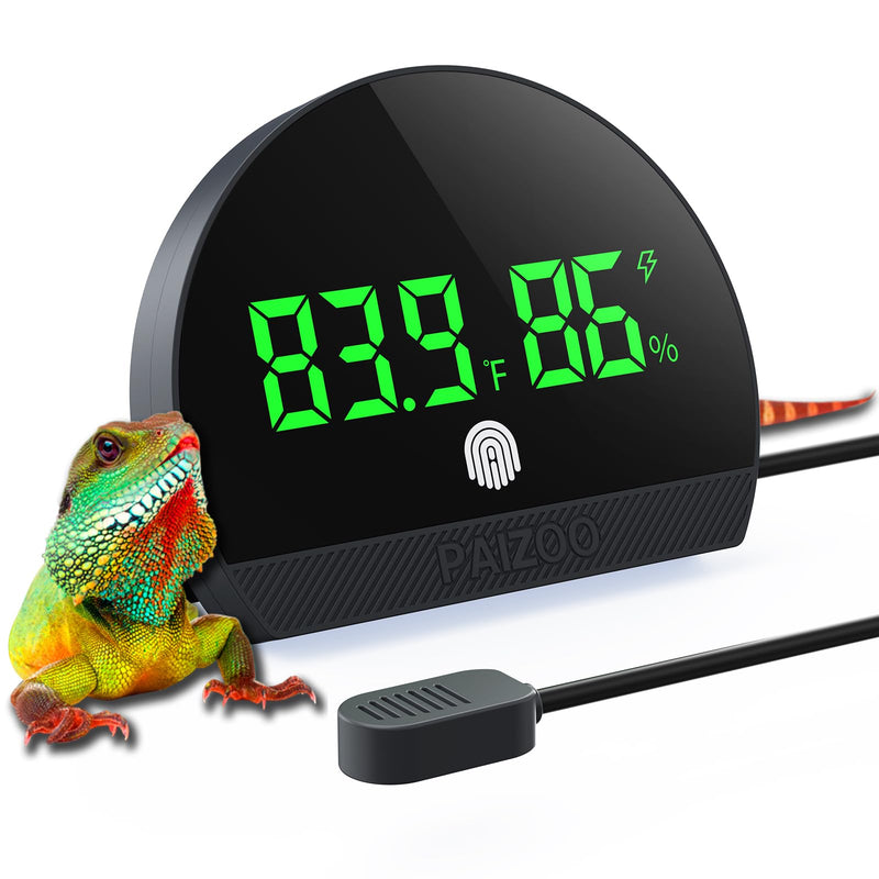 PAIZOO Reptile Thermometer Hygrometer, LED Reptile Tank Thermometer and Humidity Gauge, Rechargeable Digital Hygrometer for Reptile Tank Accessories, Switch Between ℉/℃, Always-on Display Mode - PawsPlanet Australia