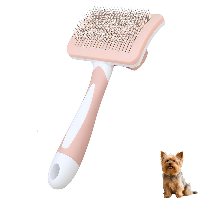 Self Cleaning Slicker Dog Brush for Small Long-Haired Breeds, One-Click Hair Removal, Puppy Essentials, Fit Yorkie, Shih Tzu, Maltese, Maltipoo, Pomeranian, Pet Grooming Tool (Pink) Pink - PawsPlanet Australia