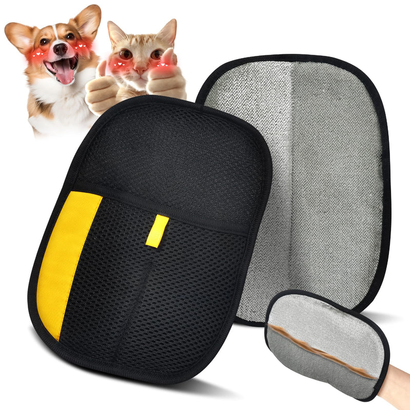 Pet Hair Removal Gloves for Cats & Dogs, Reusable Electrostatic Grooming Gloves, Efficient Quick Hair Remover for Couch, Car Seat, Furniture, Carpet & Bedding (2 Pcs) - PawsPlanet Australia