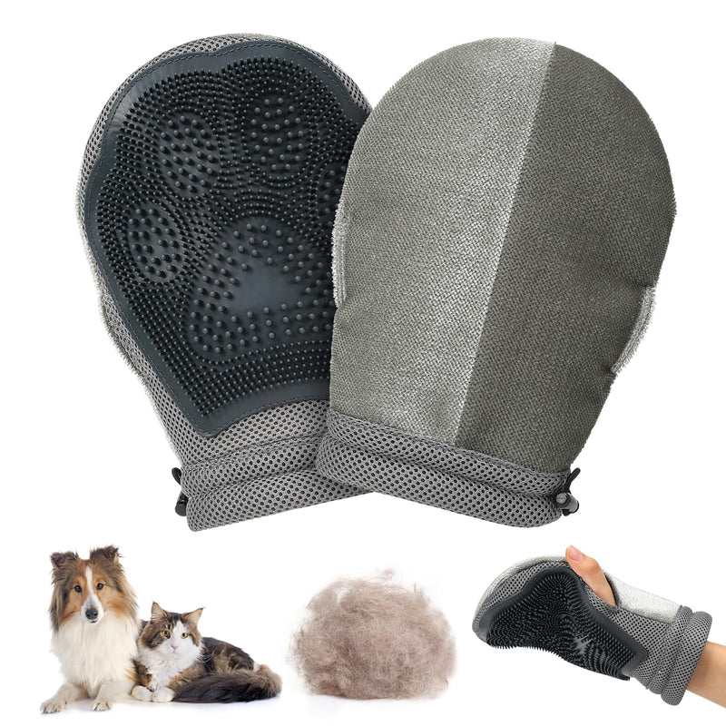LIANZIMAU Dual Side Pet Hair Remover Glove Electrostatic Pet Hair Remover for Cat Dog Furniture Couch Car Seats Reusable with Thumb Hole Adjustable Wrist Strap (1 PCS) black - PawsPlanet Australia
