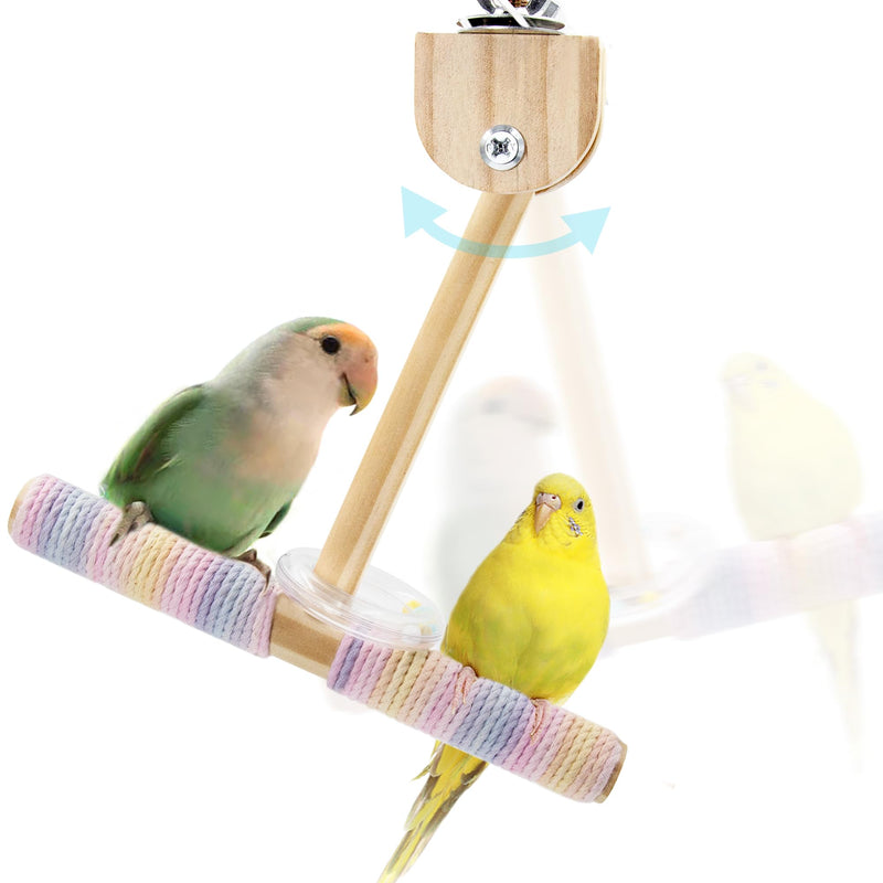 Bird Swing Toys with Rustling Sound, Colorful Cotton Rope Perch for Parrots' Soft Grip, Wooden Parakeet Swing Perch for Balance Training, Swaying Bird Cage Toys for Budgie Cockatiel Lovebird - PawsPlanet Australia
